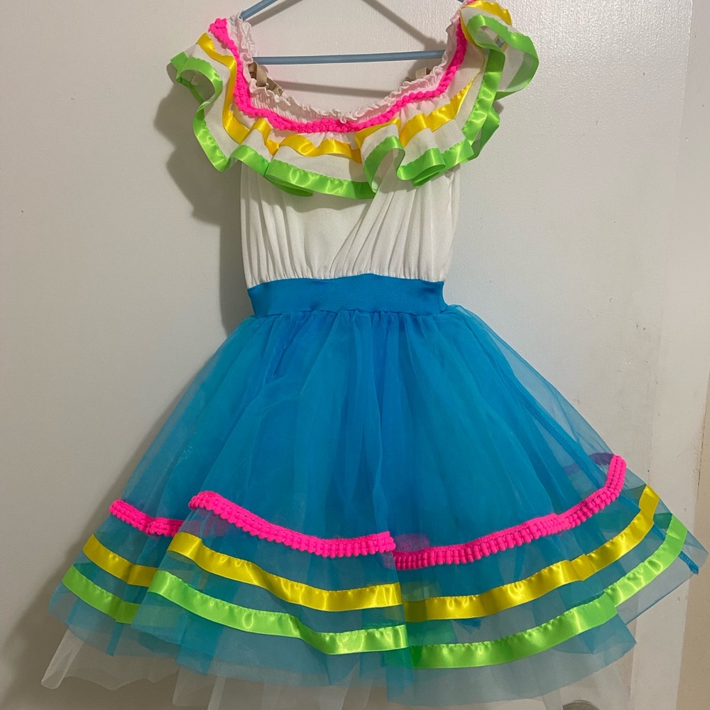 Colorful  Dress with Ruffled Design dance costume